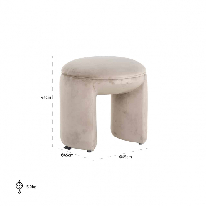 Pouf din catifea kaki Fargo (Quartz Khaki 903), S4548 KHAKI VELVET - Richmond Interiors [4]