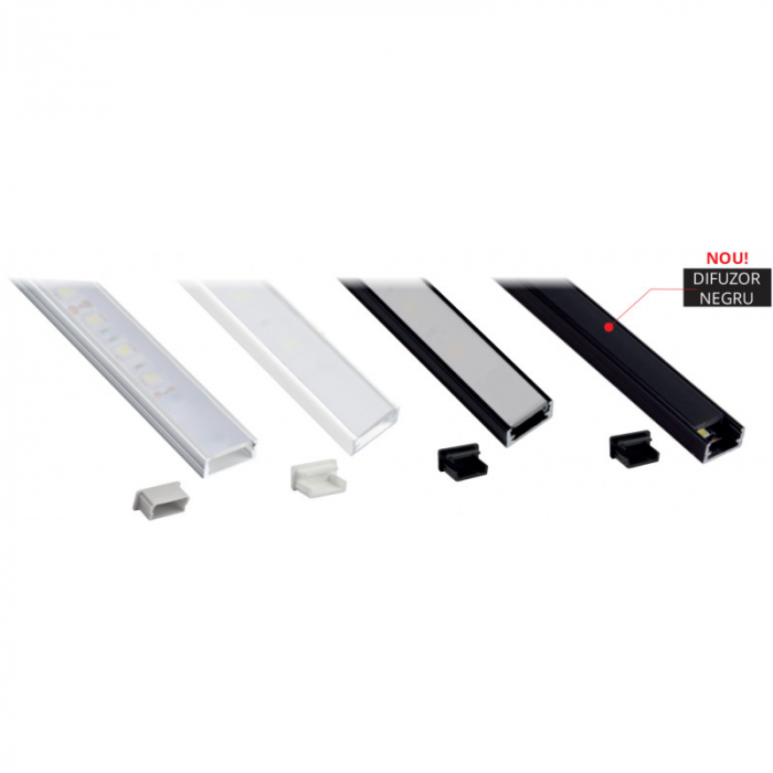 Profil LED 3m negru - diffuser negru [3]