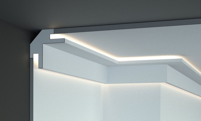 Profil pentru banda LED din polistiren extrudat acoperit cu rasina minerala KD203 - 9.5x9.5x115 cm [3]