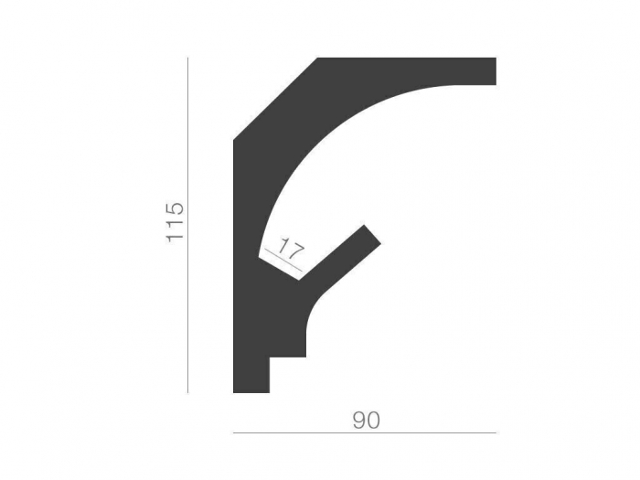 Profil pentru banda LED din polistiren extrudat acoperit cu rasina minerala KD204 - 11.5x9x115 cm [2]