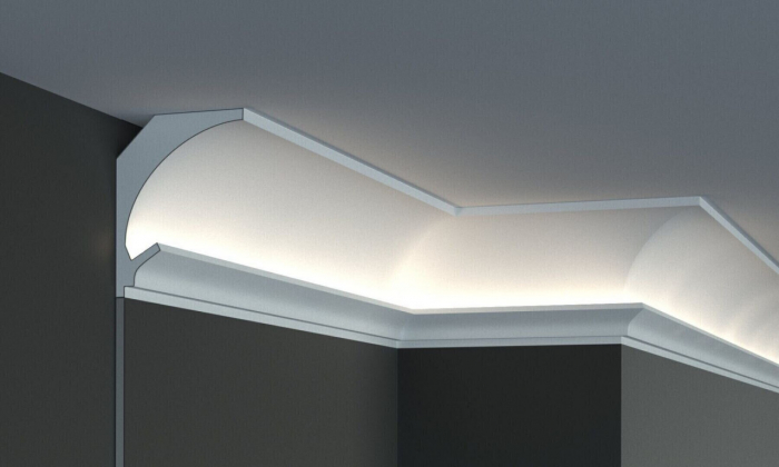Profil pentru banda LED din polistiren extrudat acoperit cu rasina minerala KD204 - 11.5x9x115 cm [1]