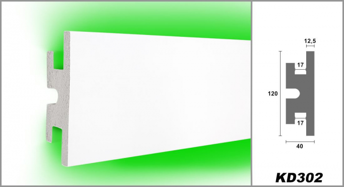 Profil pentru banda LED din polistiren extrudat acoperit cu rasina minerala KD302 - 12x4x115 cm [2]