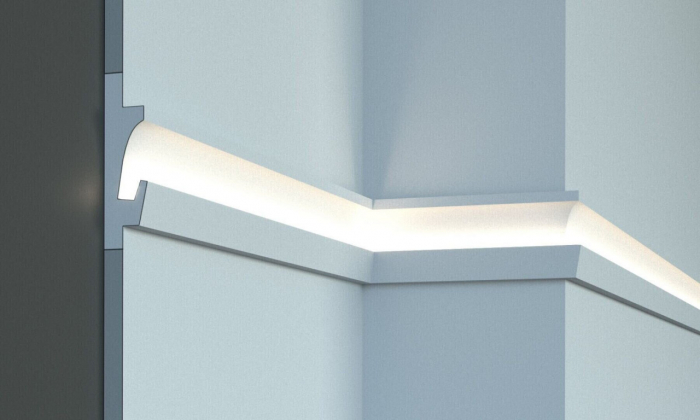 Profil pentru banda LED din polistiren extrudat acoperit cu rasina minerala KD401 - 12.5x3.5x115 cm [2]