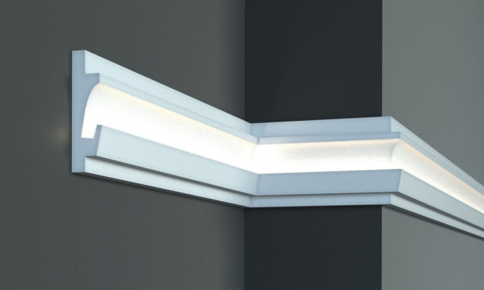 Profil pentru banda LED din polistiren extrudat acoperit cu rasina minerala KD401 - 12.5x3.5x115 cm [1]