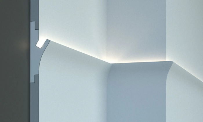Profil pentru banda LED din polistiren extrudat acoperit cu rasina minerala KD402 - 15x5.5x115 cm [1]