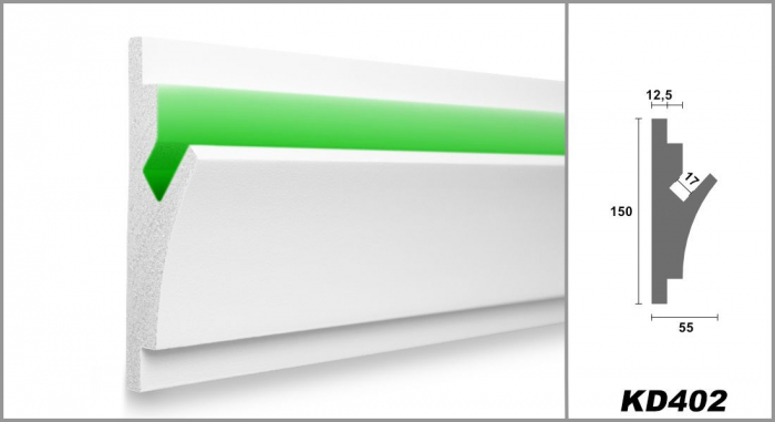 Profil pentru banda LED din polistiren extrudat acoperit cu rasina minerala KD403 - 17x5x115 cm [3]