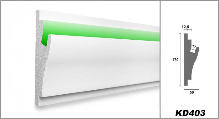 Profil pentru banda LED din polistiren extrudat acoperit cu rasina minerala KD403 - 17x5x115 cm [6]