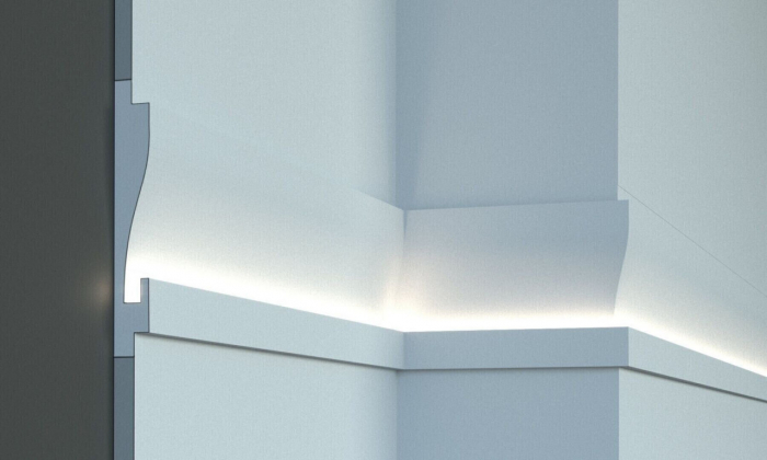 Profil pentru banda LED din polistiren extrudat acoperit cu rasina minerala KD404 - 18x2.5x115 cm [2]