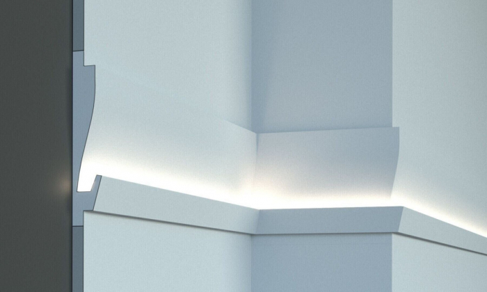 Profil pentru banda LED din polistiren extrudat acoperit cu rasina minerala KD405 - 18x3.5x115 cm [5]