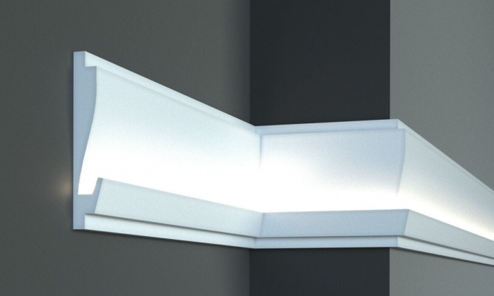 Profil pentru banda LED din polistiren extrudat acoperit cu rasina minerala KD405 - 18x3.5x115 cm [1]