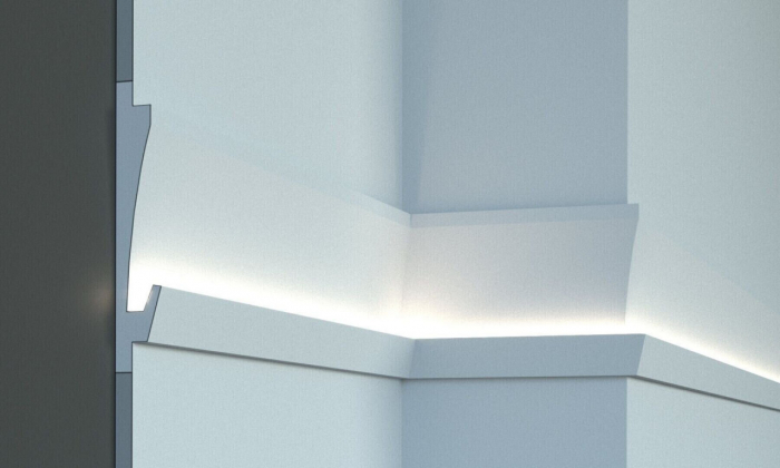 Profil pentru banda LED din polistiren extrudat acoperit cu rasina minerala KD406 - 18.5x3.5x115 cm [5]
