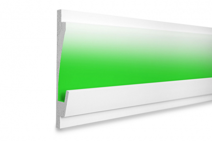 Profil pentru banda LED din polistiren extrudat acoperit cu rasina minerala KD406 - 18.5x3.5x115 cm [2]