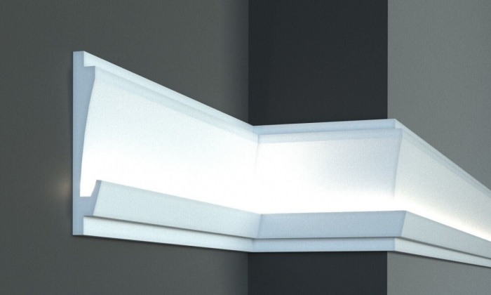 Profil pentru banda LED din polistiren extrudat acoperit cu rasina minerala KD406 - 18.5x3.5x115 cm [1]