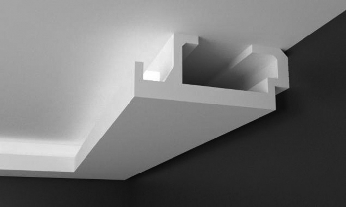 Profil pentru banda LED din polistiren extrudat acoperit cu rasina minerala KD408 - 19.5x8x115 cm [1]