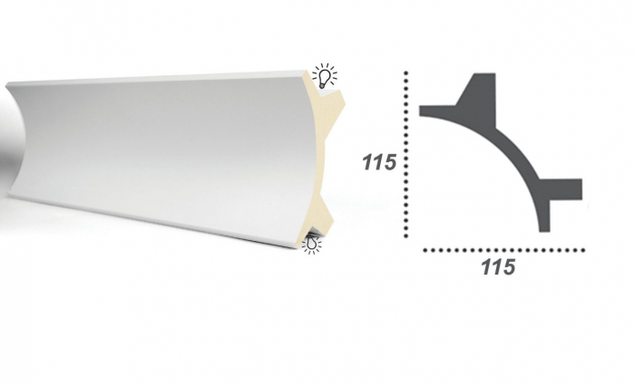 Profil pentru banda LED din poliuretan Flexibil KF706F - 11.5x11.5x200 cm [2]