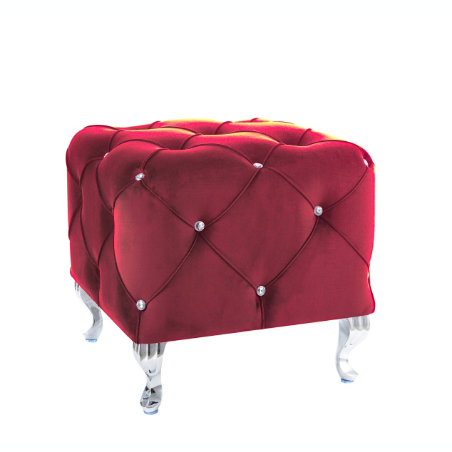 Puf Chaim 50x50 cm catifea/picioare metalice, diverse culori, tapiterie matlasata, stil baroc, HESTIAKV68S - Signal [6]