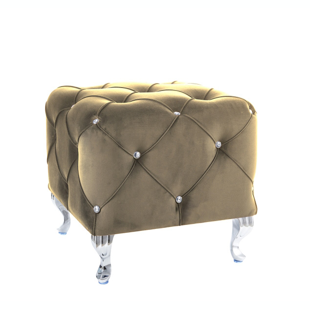 Puf Chaim 50x50 cm catifea/picioare metalice, diverse culori, tapiterie matlasata, stil baroc, HESTIAKV68S - Signal [4]