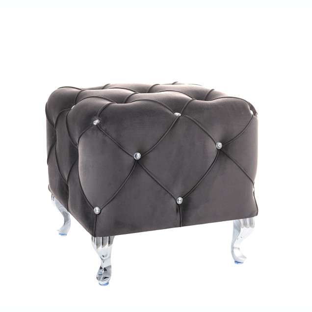 Puf Chaim 50x50 cm catifea/picioare metalice, diverse culori, tapiterie matlasata, stil baroc, HESTIAKV68S - Signal [2]