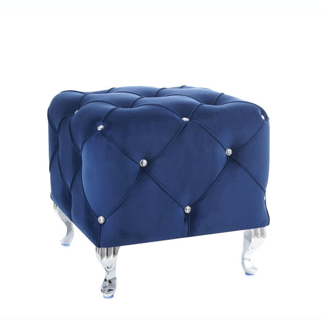Puf Chaim 50x50 cm catifea/picioare metalice, diverse culori, tapiterie matlasata, stil baroc, HESTIAKV68S - Signal [9]