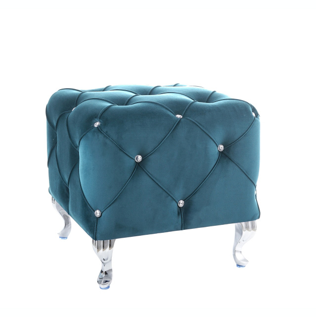 Puf Chaim 50x50 cm catifea/picioare metalice, diverse culori, tapiterie matlasata, stil baroc, HESTIAKV68S - Signal [8]