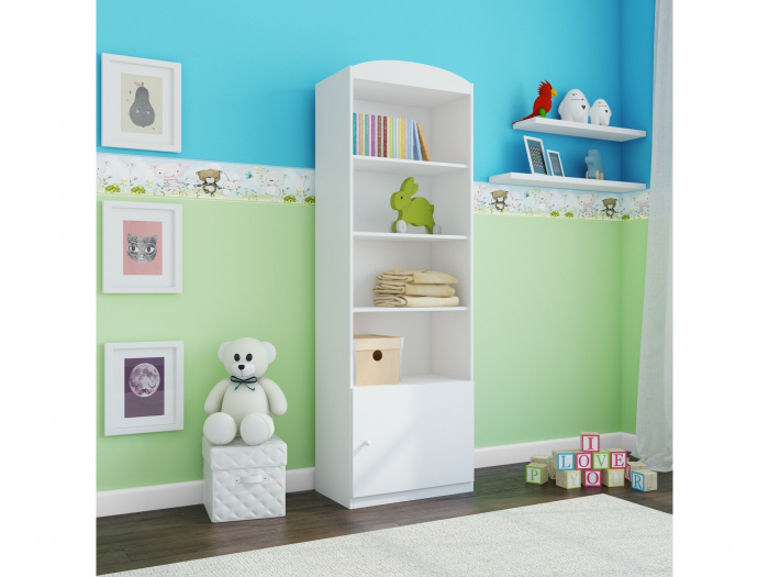 Raft carti copii Babydrean MDF alb/roz,albastru/verde, 187x46 cm [6]
