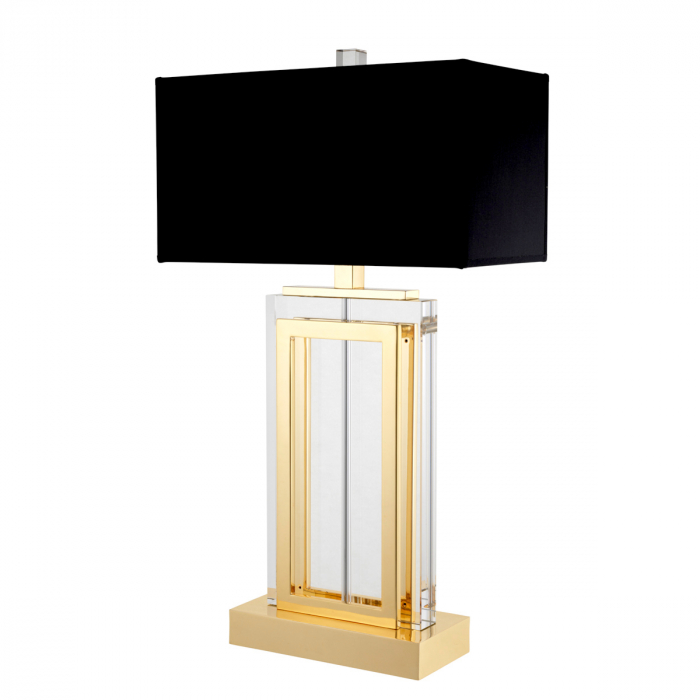   Lampă de masă Arlington cu finisaj de cristal aurit, inclusiv abajur negru 109973 EICHHOLTZ [1]