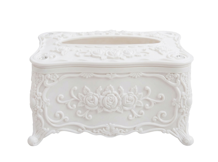 Recipient pentru Șervețele Rococco 18x12,5x10 cm, Plastic Alb - SHP [3]