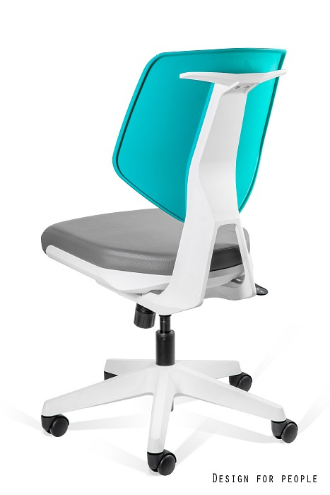 Scaun ajustabil gri/verde Kaden Low, spatar plastic, sezut piele ecologica, cu roti, 1167N3-GREY/GREEN - Unique [2]