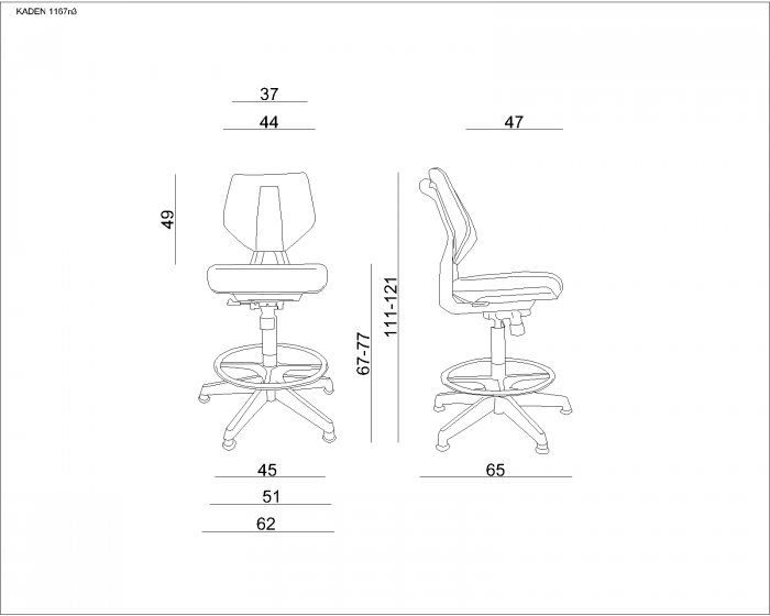 Scaun ajustabil gri/verde Kaden, spatar plastic, sezut piele ecologica, 1167N2D2-GREY/GREEN - Unique [5]