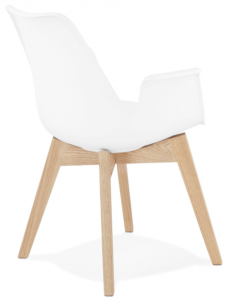 Scaun alb Huber design scandinav polipropilena, picioare fag, AC02710WHNA - Kokoon [7]