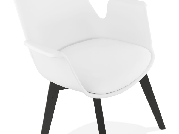 Scaun alb Huber design scandinav, polipropilena, picioare negre lemn, AC02730WHBL - Kokoon [6]