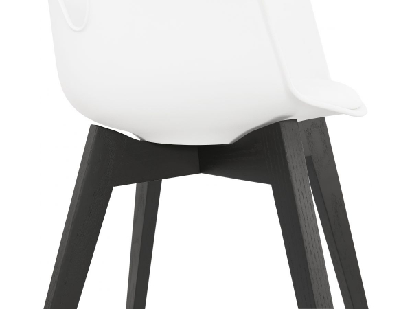 Scaun alb Huber design scandinav, polipropilena, picioare negre lemn, AC02730WHBL - Kokoon [8]
