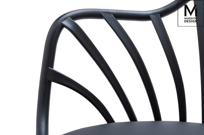 Scaun Albert Arm 58x56x84 cm, Polipropilenă și Piele Ecologică Negru - MODESTO [5]