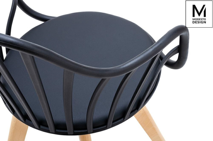 Scaun Albert Arm 58x56x84 cm, Polipropilenă și Piele Ecologică Negru - MODESTO [4]