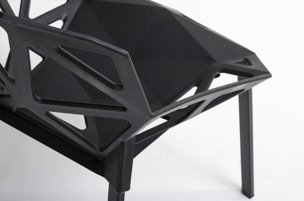 Scaun Argus design geometric, alb/negru, polipropilena, picioare metalice, C1023.BLACK - King [4]