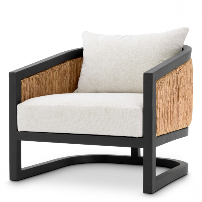   Scaun Aruba finisaj negru clasic iarbă de mare naturală sentier crem 117459 EICHHOLTZ [1]