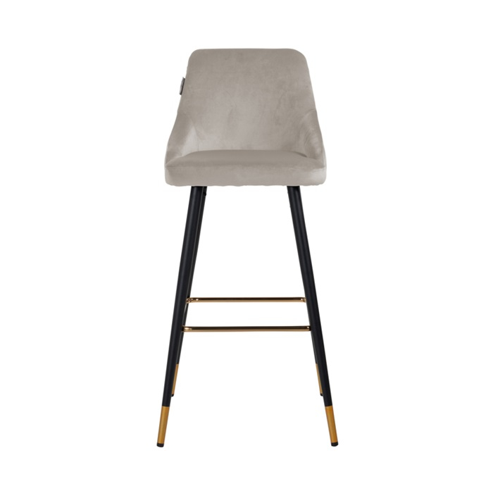 Scaun bar catifea premium negru/bej/gri Arvi picioare negre metal cu capace protectie aurii, S4476 BLACK VELVET - Richmond Interiors [6]