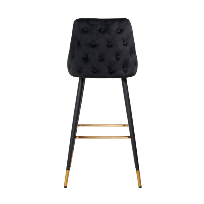 Scaun bar catifea premium negru/bej/gri Arvi picioare negre metal cu capace protectie aurii, S4476 BLACK VELVET - Richmond Interiors [4]