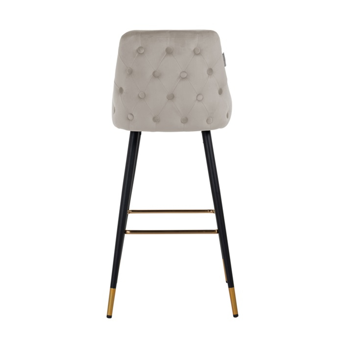 Scaun bar catifea premium negru/bej/gri Arvi picioare negre metal cu capace protectie aurii, S4476 BLACK VELVET - Richmond Interiors [10]