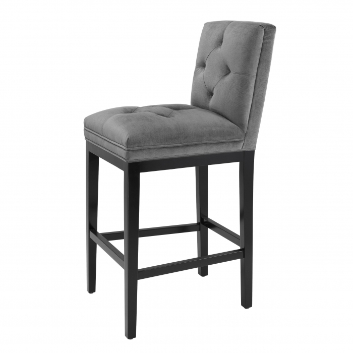 Scaun bar clasic Cesare fara brate, textil gri granit si picioare negre lemn | Eichholtz - 111689 [2]