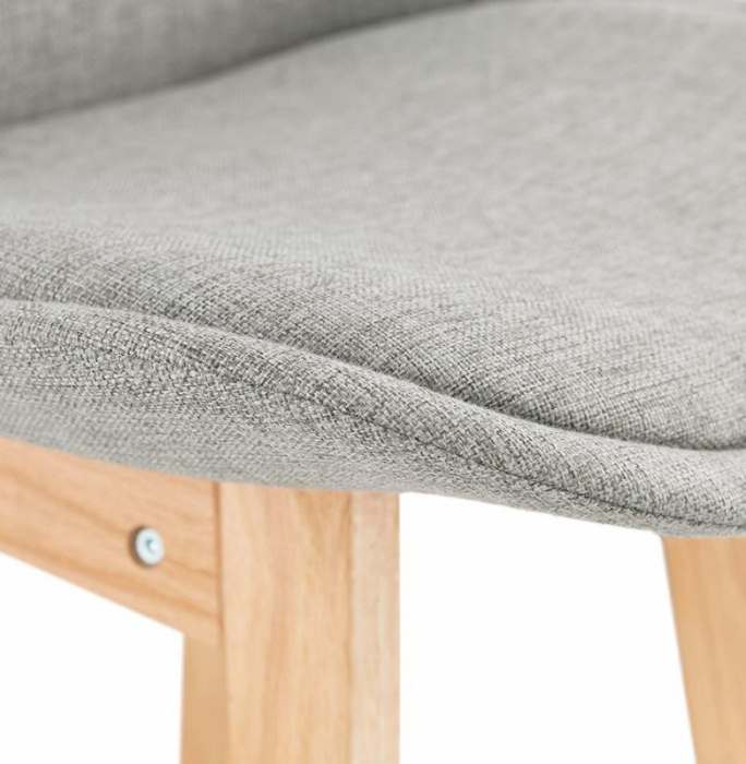 Scaun bar gri tapitat Louis II premium stil scandinav, picioare lemn masiv stejar, BS01960GRNA - Kokoon [6]