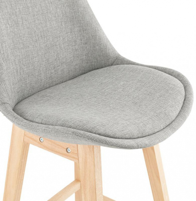 Scaun bar gri tapitat Louis II premium stil scandinav, picioare lemn masiv stejar, BS01960GRNA - Kokoon [5]