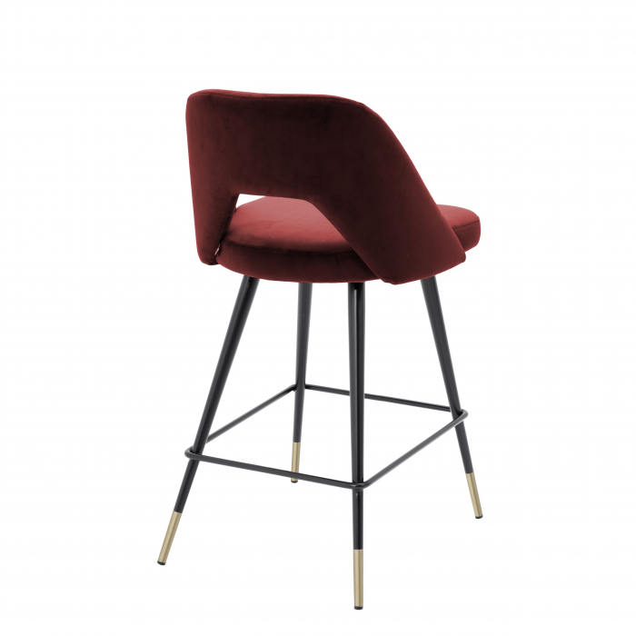Scaun bar lux Avorio 65 cm catifea diverse culori, picioare negre cu auriu | Eichholtz - 112053 [3]