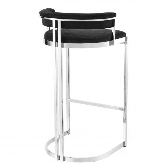 Scaun bar lux Dante 77 cm catifea neagra, picioare argintii otel | Eichholtz - 111660 [2]