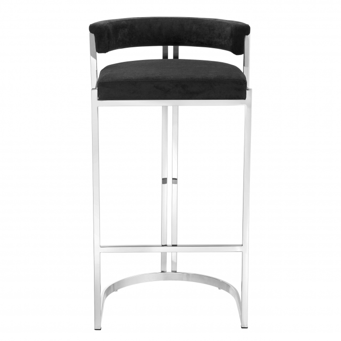 Scaun bar lux Dante 77 cm catifea neagra, picioare argintii otel | Eichholtz - 111660 [4]