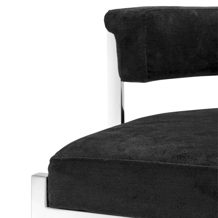 Scaun bar lux Dante 77 cm catifea neagra, picioare argintii otel | Eichholtz - 111660 [6]