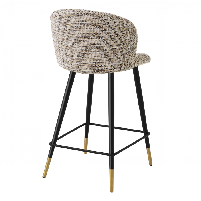 Scaun bar lux Volante 65 cm textil bej/negru, picioare negre cu auriu otel | Eichholtz - 115741 [8]
