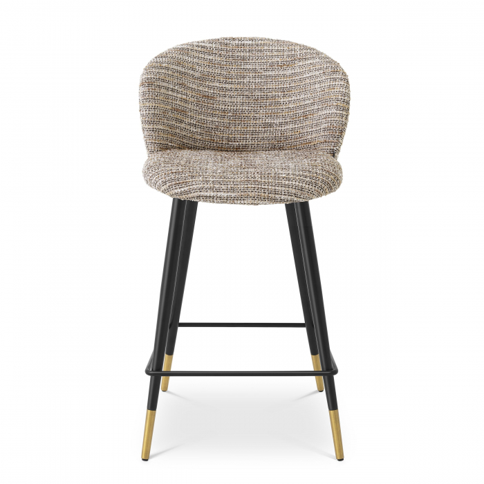 Scaun bar lux Volante 65 cm textil bej/negru, picioare negre cu auriu otel | Eichholtz - 115741 [7]
