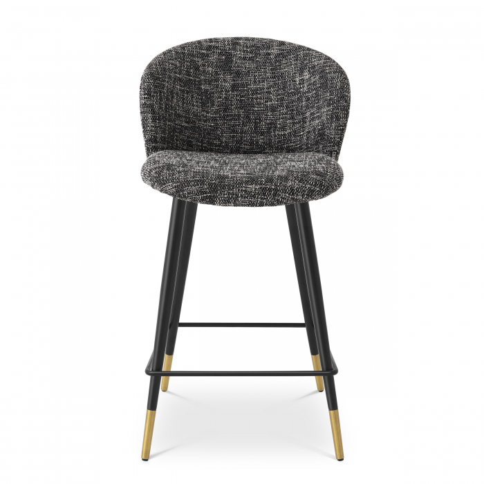 Scaun bar lux Volante 65 cm textil bej/negru, picioare negre cu auriu otel | Eichholtz - 115741 [2]