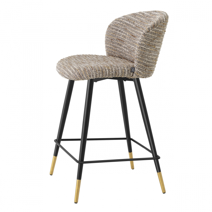 Scaun bar lux Volante 65 cm textil bej/negru, picioare negre cu auriu otel | Eichholtz - 115741 [9]